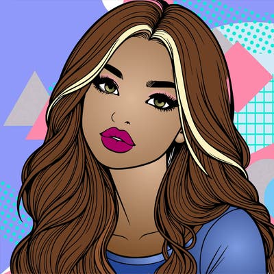 realistic girl with hair on her hair and lips