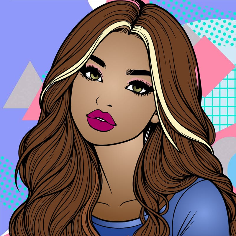 realistic girl with hair on her hair and lips