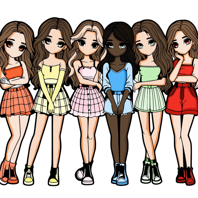 a group of girls realistic