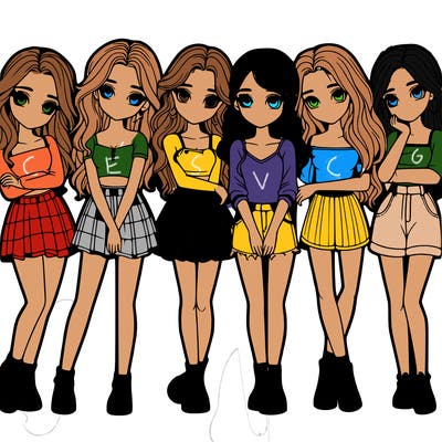 a group of girls realistic