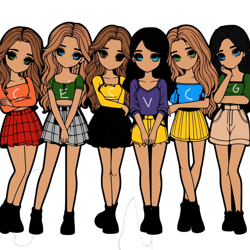 a group of girls realistic