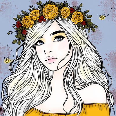 realistic girl with flower crown