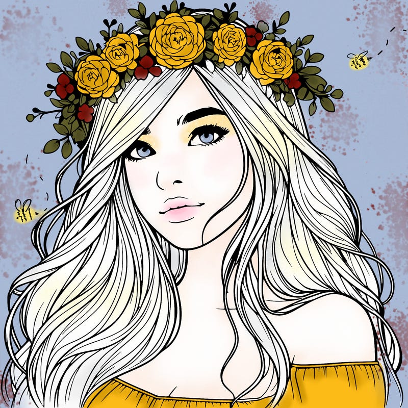 realistic girl with flower crown