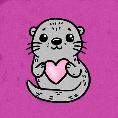 otter with a heart