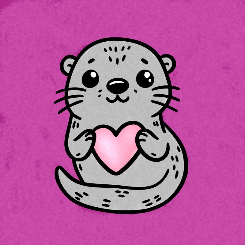 otter with a heart