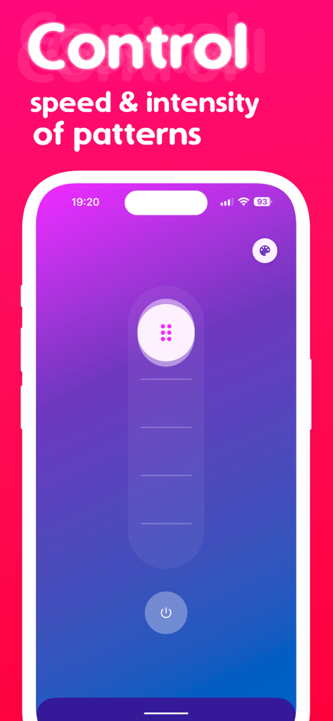 Vibrator Zen Strong Vibration - Interfaz de la aplicación Vibrador Zen para controlar la velocidad e intensidad de los patrones de vibración