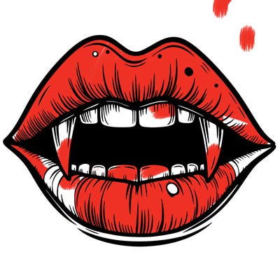 lips with vampire teeth