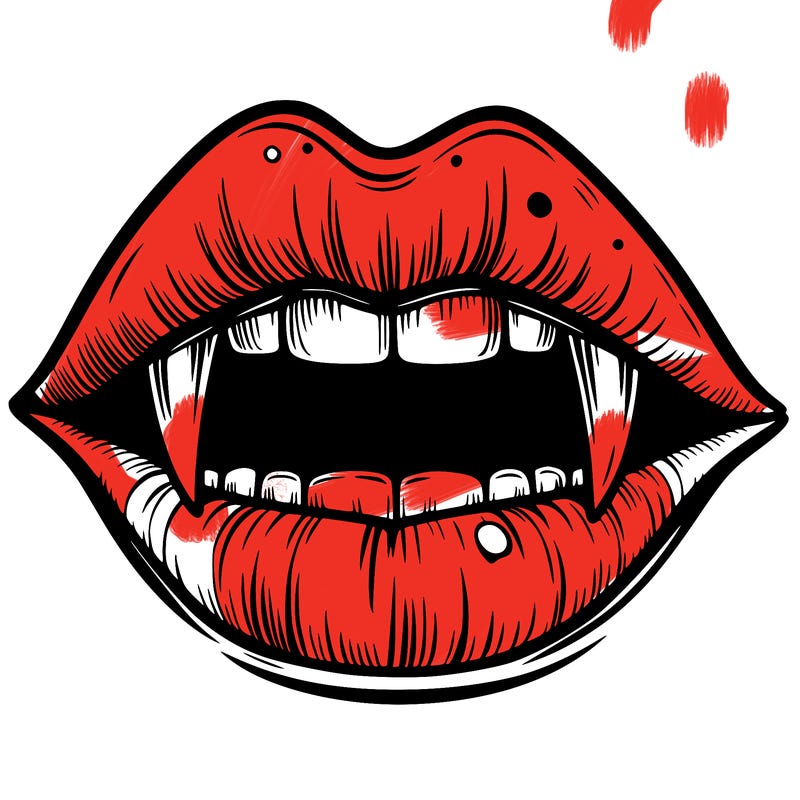 lips with vampire teeth
