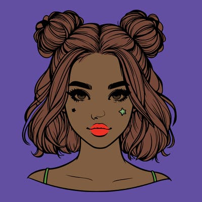 realistic girl with space buns