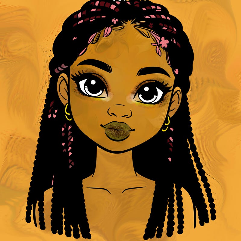 a realistic black girl with braids