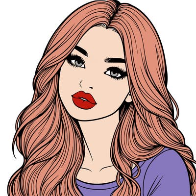 realistic girl with hair on her hair and lips