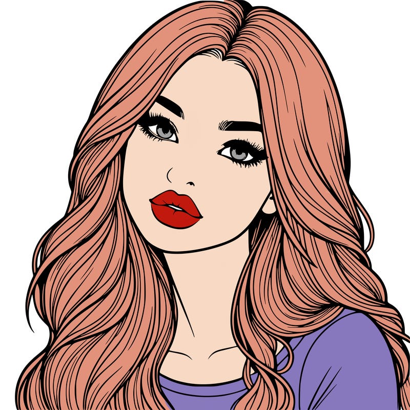 realistic girl with hair on her hair and lips