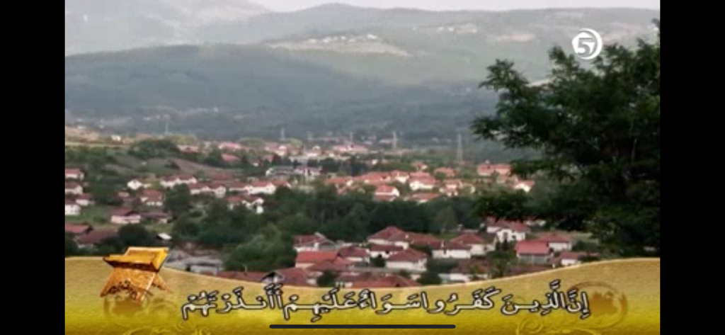 View of a Bosnian village with spiritual text from Televizija 5