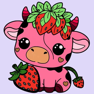 cute strawberry cow