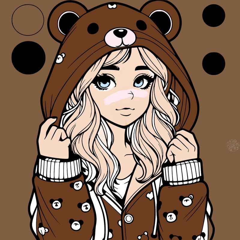 realistic girl in a animal pjs hoodie