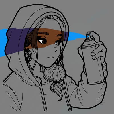 a realistic girl, spray painting