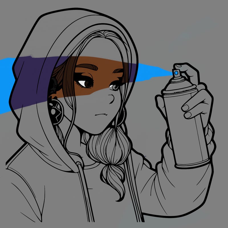 a realistic girl, spray painting