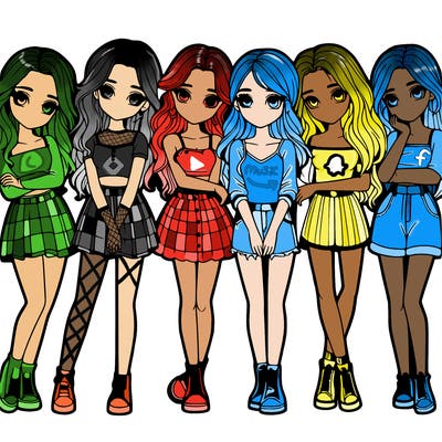 a group of girls realistic