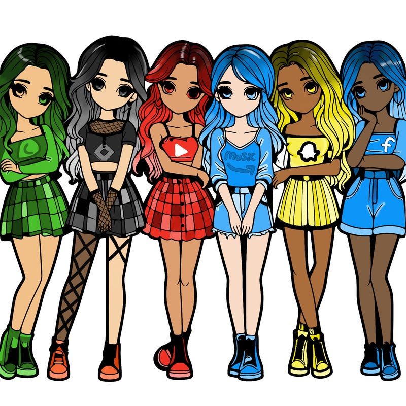 a group of girls realistic