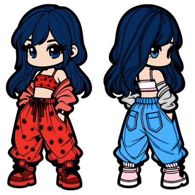 girl in crop top and baggy pants