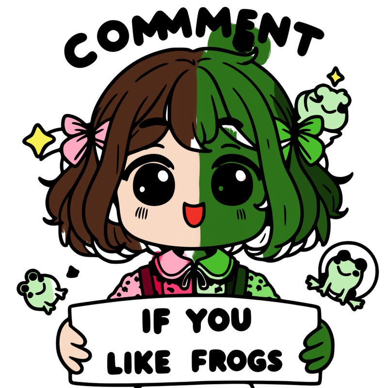 girl saying comment if you like frogs