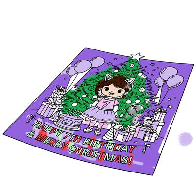 christmas day 7 birthday party for a little girl with short tail