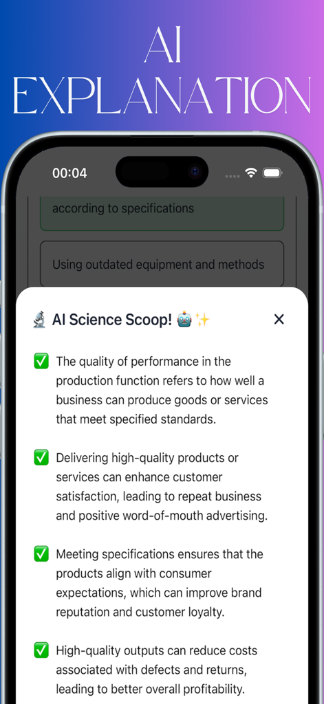 Oberfläche der Dimpo App, die eine KI-gestützte Erklärungsfunktion für Lernfächer von Gymnasiasten zeigt