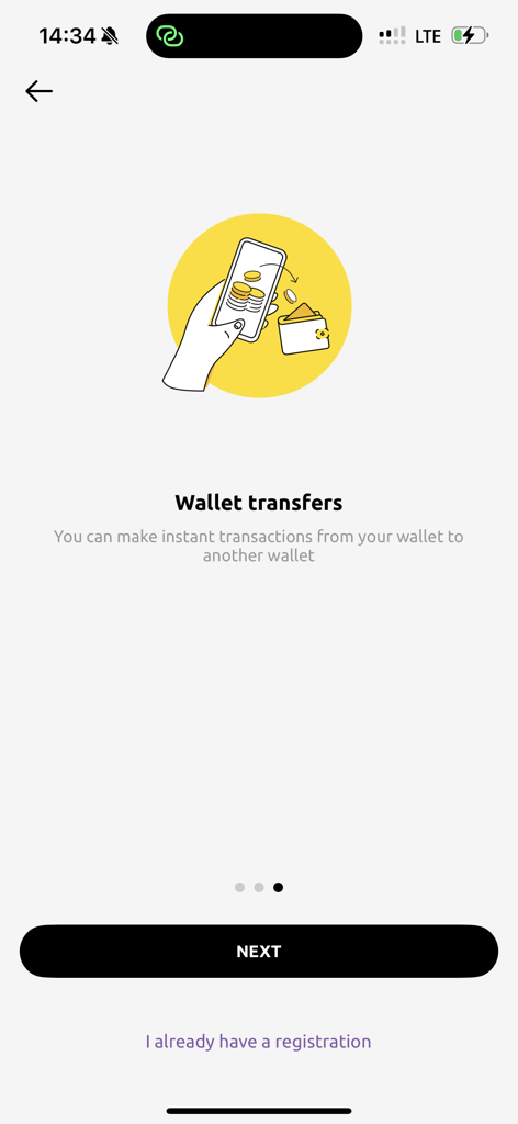 SaoWallet - SaoWallet onboarding screen for instant digital wallet transfers