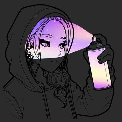 a realistic girl, spray painting