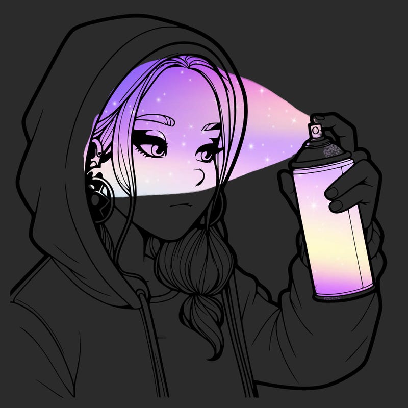 a realistic girl, spray painting