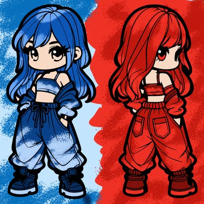 girl in crop top and baggy pants