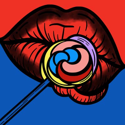 lips with a  lollipop