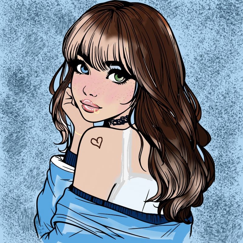 realistic girl with bangs looking over her shoulder