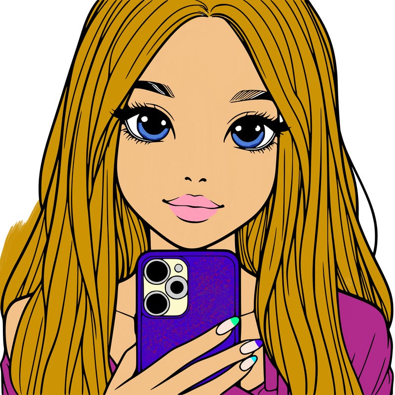 realistic girl with a phone