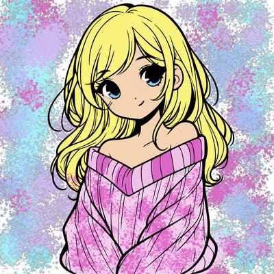 shy pretty girl wearing a sweater that is falling off one shoulder portrait