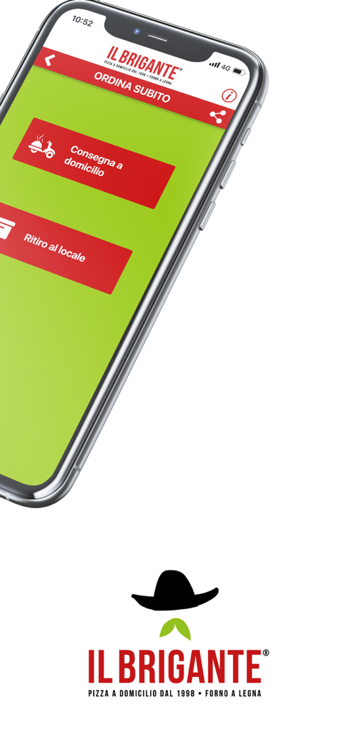 Il Brigante Pizzeria - Il Brigante Pizzeria mobile app interface for ordering pizza delivery or pickup