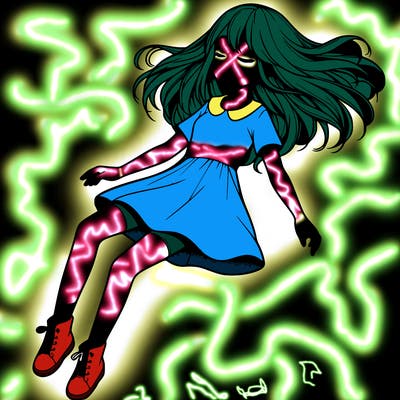 realistic girl floating