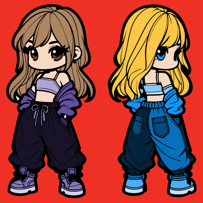 girl in crop top and baggy pants