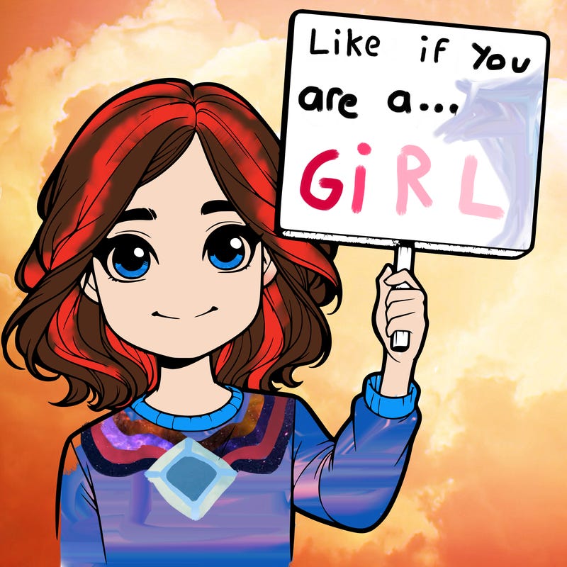 realistic girl holding up a sign