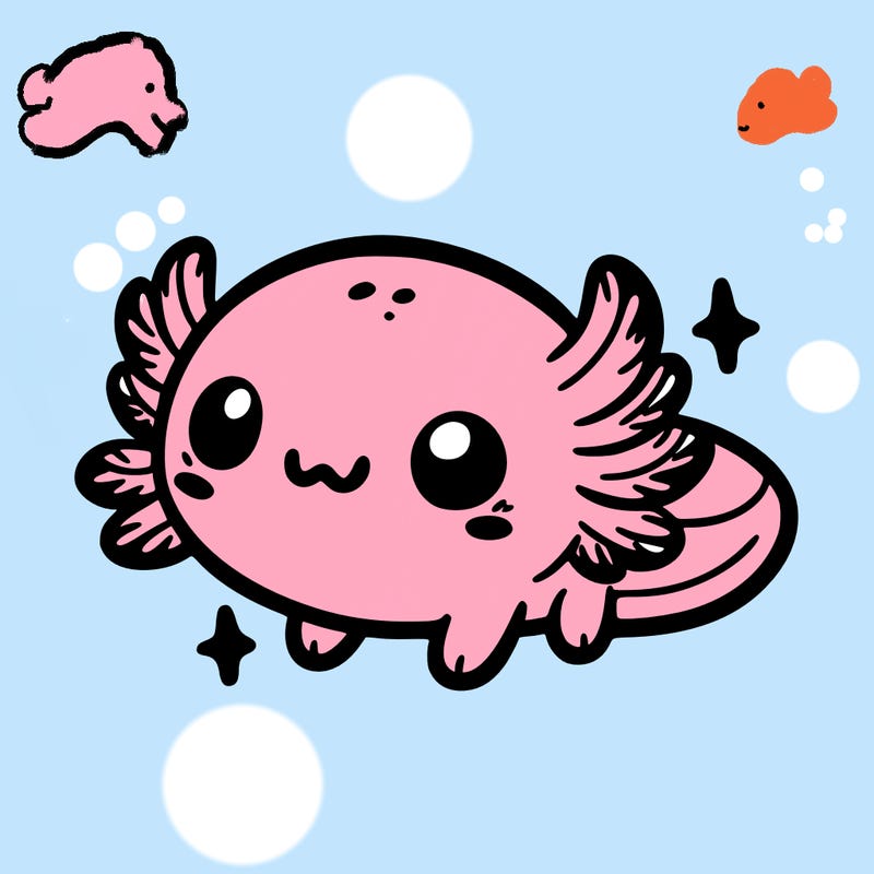 cute easy baby axolotl