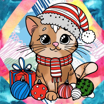 realistic christmas cat