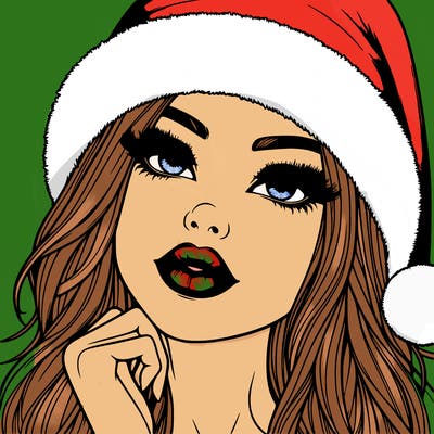 realistic christmas girl with lips