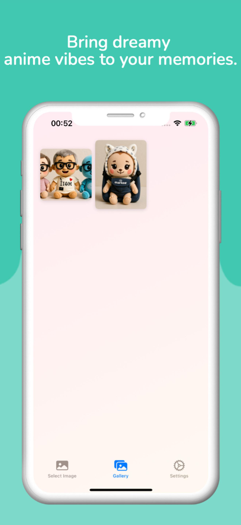 PlushMe – AI Doll Maker - PlushMe app gallery interface displaying custom AI generated plushie dolls