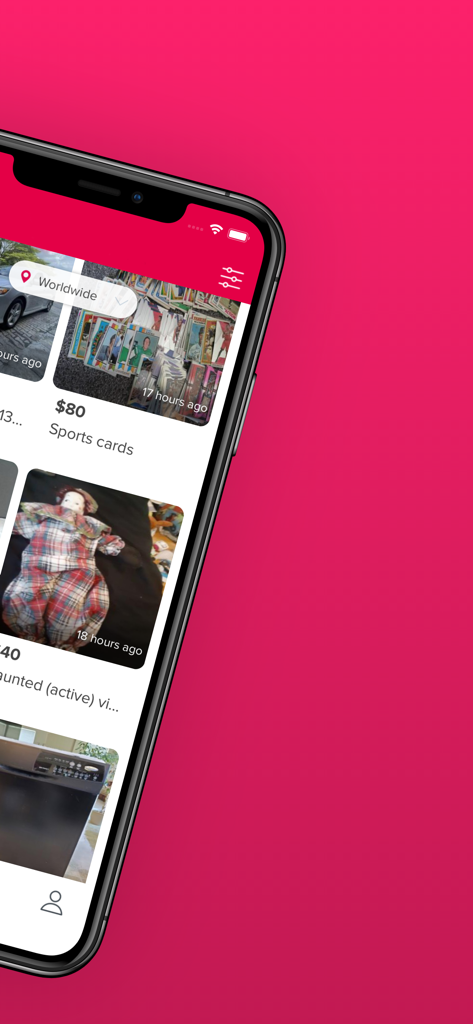 Marketplace: Buy & Sell Tradet - A mobile interface of the Tradet Marketplace app showing listings for used sports cards and household items