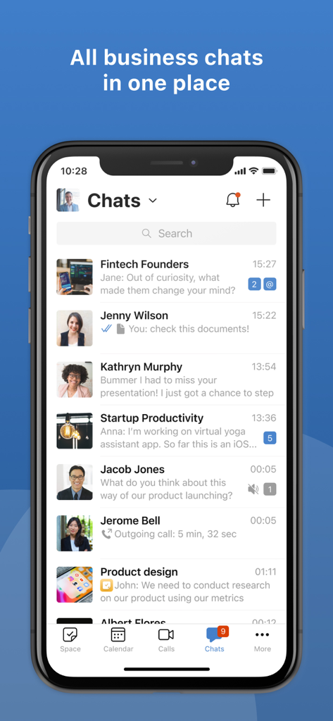 Lenza - Lenza app interface displaying a list of business chats and messages on an iPhone