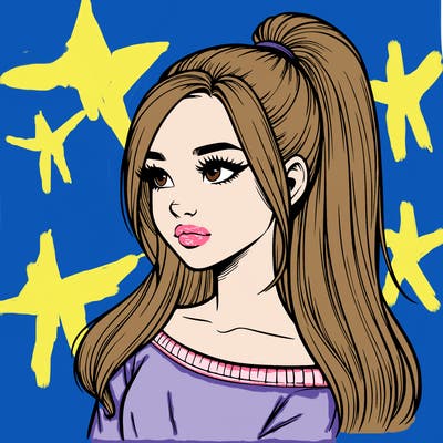 realistic girl with a high ponytail