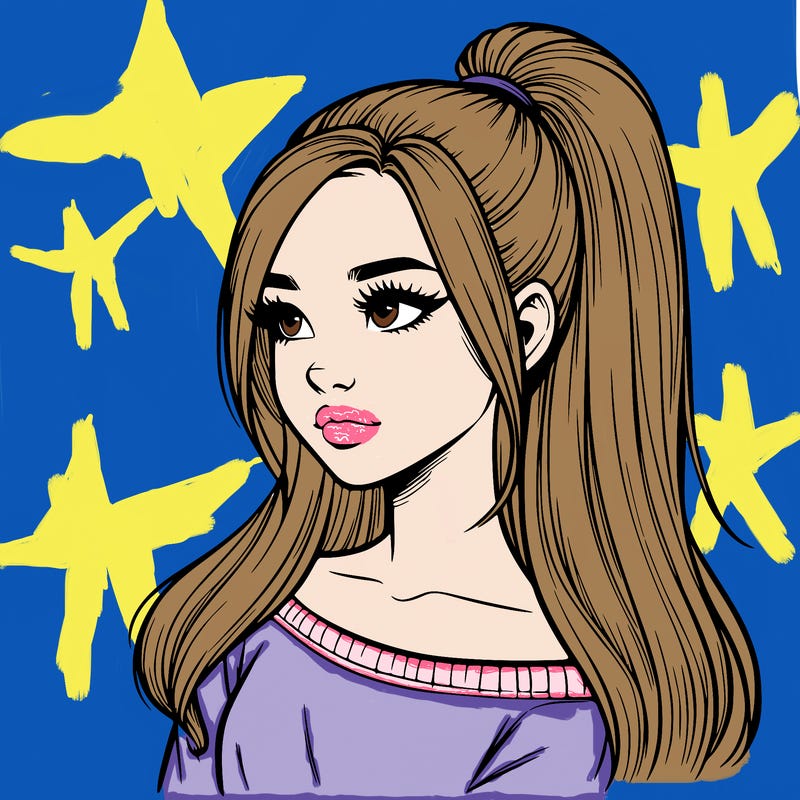 realistic girl with a high ponytail