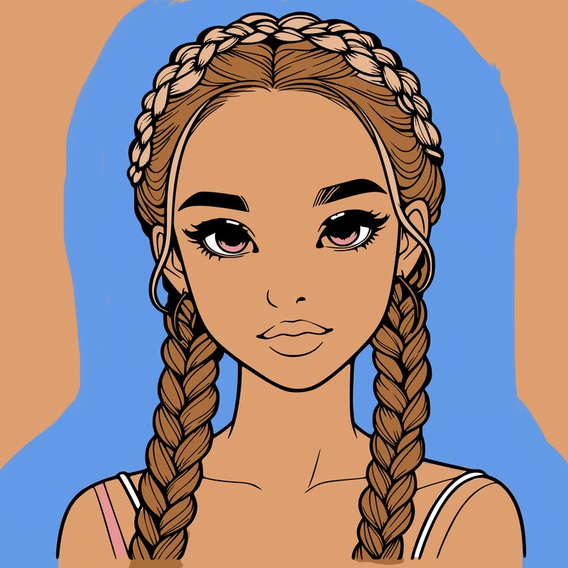 realistic girl with braids