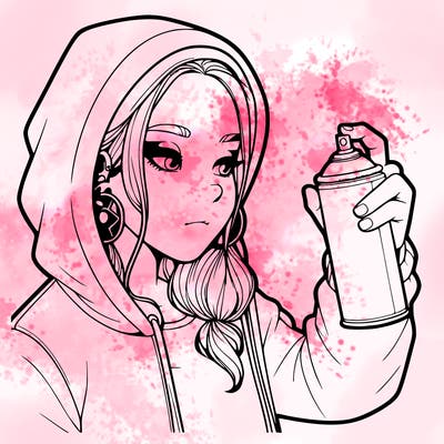 a realistic girl, spray painting