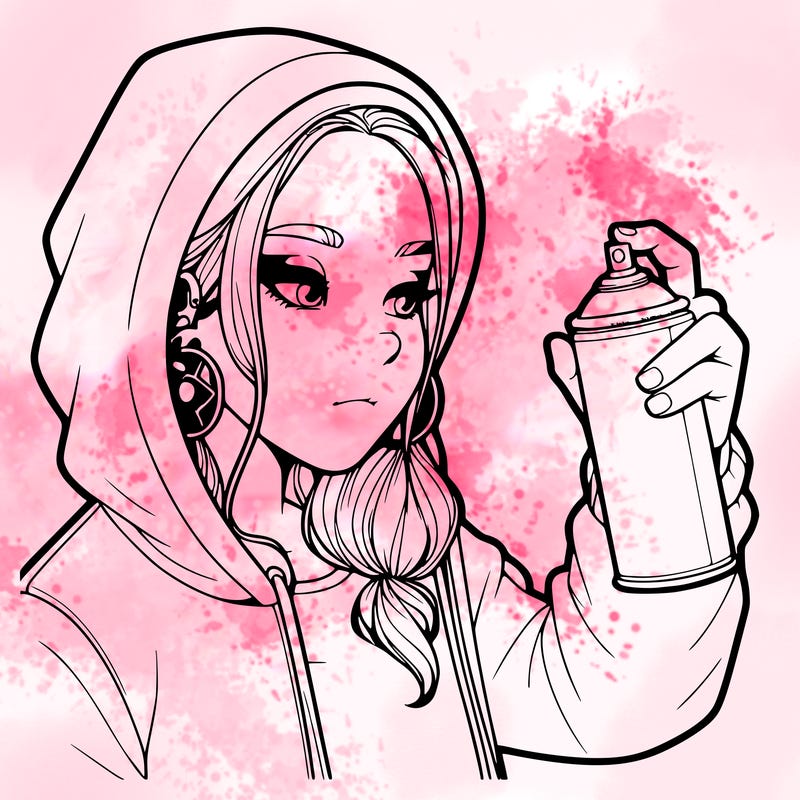 a realistic girl, spray painting